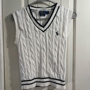 Polo Ralph Lauren White Cable Knit Sweater Vest